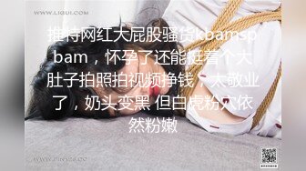 推特网红大屁股骚货kbamspbam，怀孕了还能挺着个大肚子拍照拍视频挣钱，太敬业了，奶头变黑 但白虎粉穴依然粉嫩